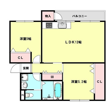 神戸市灘区鶴甲４丁目の賃貸マンションの間取り