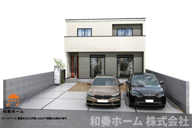リナージュ ネクスジー 徳島市北沖洲1丁目01期の外観パース|イメージパース/図面をもとに作成したもので実際とは異なります。