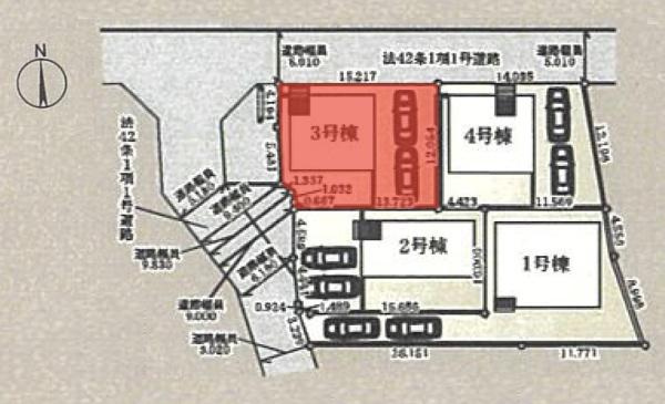 クレイドルガーデン前橋市稲荷新田町第３　３号棟の区画図|区画図