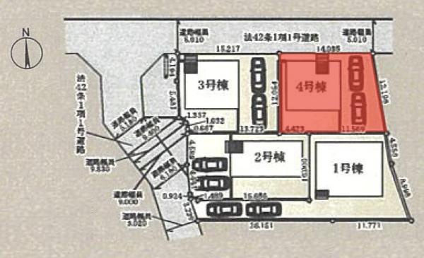 クレイドルガーデン前橋市稲荷新田町第３　４号棟の区画図|区画図