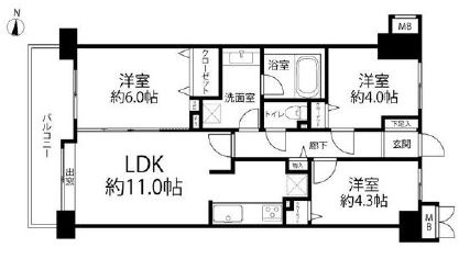 サンヴェール高砂の間取り|最上階・日当たり・通風・眺望良好。新規リノベーションマンション。