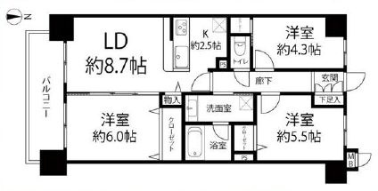 ライオンズマンション錦糸町・恩賜公園の間取り|7階部分・南向きにつきまして日当たり・通風・眺望良好。新規リノベーションマンション。