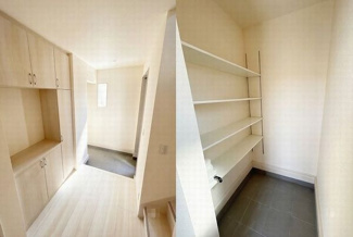 【玄関】 | ☆☆新築分譲　いわき市久之浜第４　全２棟！！長期優良住宅！！ | 大容量のシューズボックス
1号棟シューズクローク付！！