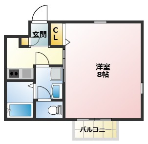 【間取り】 | アムールシュシュⅡ | 一人暮らしにぴったりの1Kの間取り！