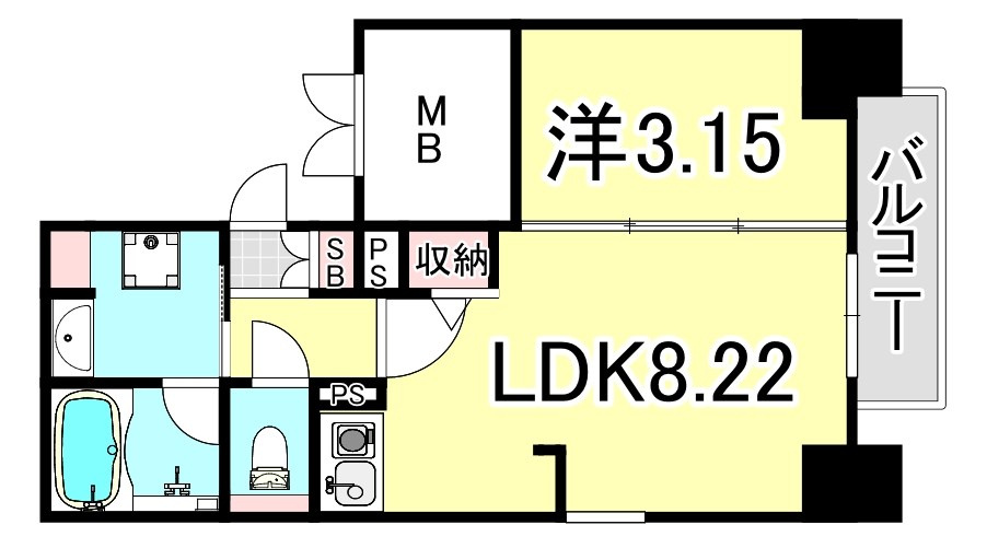 シーズンフラッツ靱本町の間取り