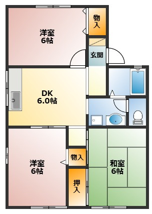 【間取り】 | リヴェールⅠ | 使い勝手のいい3DKの間取りです！