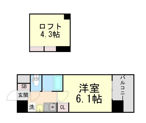 エステムコート三宮駅前ラ・ドゥーの間取り