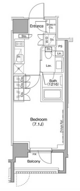 港区六本木５丁目の賃貸マンションの間取り