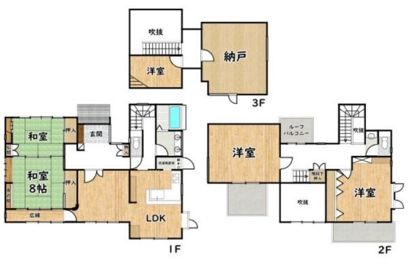 姫路市香寺町須加院　　中古戸建の間取り