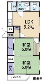 【間取り】 | ドエル南塚口B棟 | ２LDKの間取りでお二人様にピッタリの間取りです♪お好きなリフォームを楽しんでみませんか？