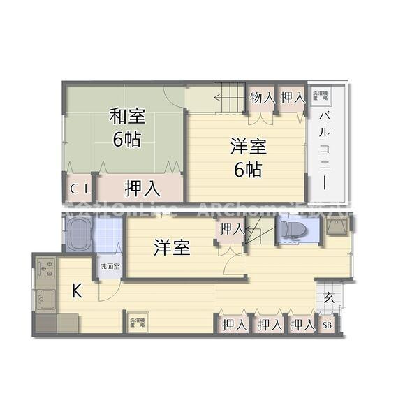恩智南町1丁目テラスハウスの間取り
