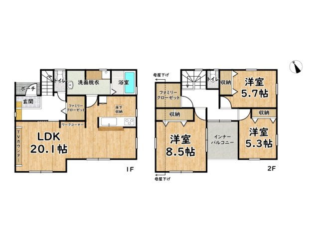 姫路市北平野５丁目/新築戸建の間取り
