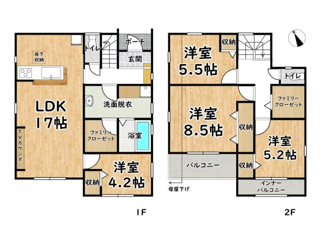 姫路市北平野５丁目/新築戸建の間取り