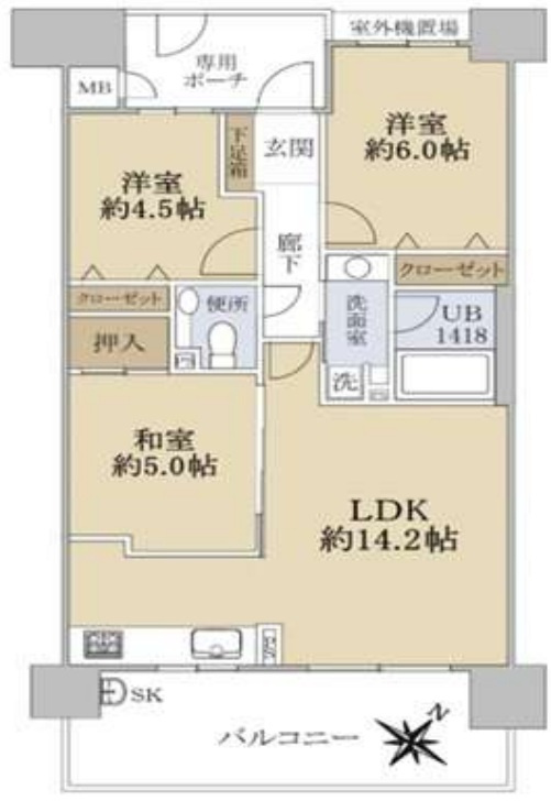 マーレ加古川駅前タワー　　JR「加古川駅」徒歩6分の間取り