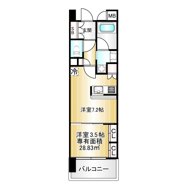 川崎市中原区新丸子町の賃貸マンションの間取り