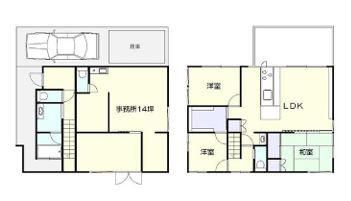 【店舗付き住宅】鶴ヶ島市脚折町中古の間取り