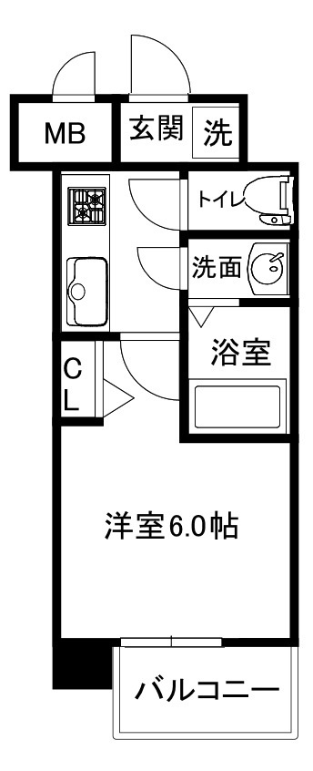 大阪市中央区東高麗橋の賃貸マンションの間取り