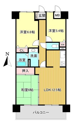 朝日プラザ大和香具山の間取り|専有面積:68.53ｍ2　バルコニー面積:12.00ｍ2