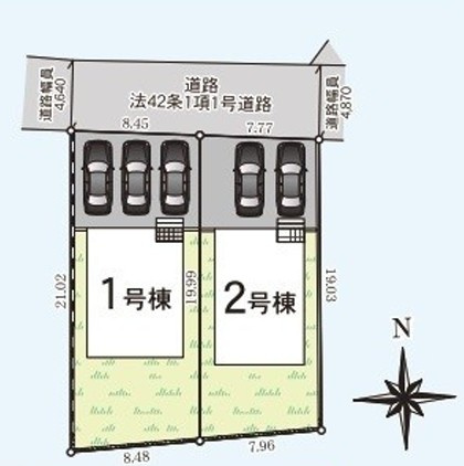【新築戸建】　いわき市平塩第4　全2棟の区画図|区画図です。ご参照ください。