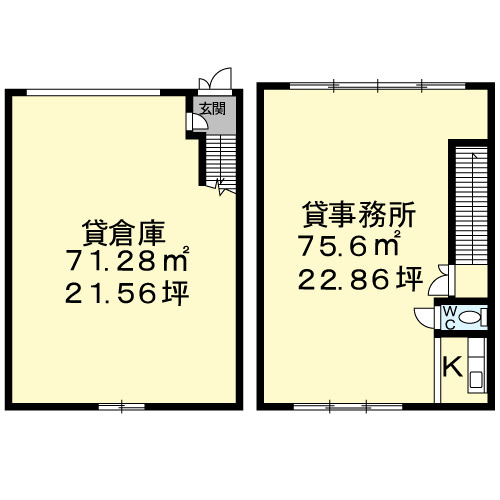桃山町丹後倉庫付事務所の間取り