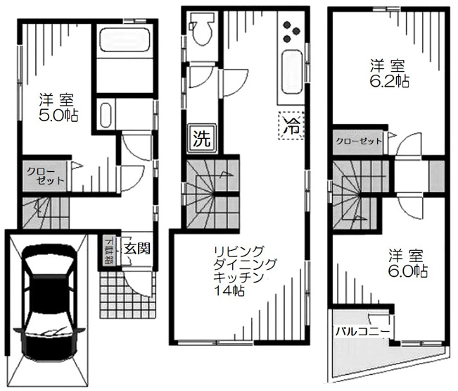 【間取り】 | 赤羽３丁目貸家　15813