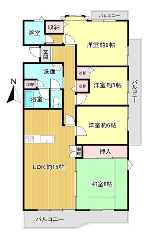 馬見第一　17号棟の間取り|専有面積:99.63ｍ2　バルコニー面積:23.40ｍ2