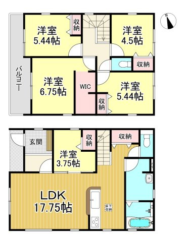 知多市にしの台1丁目　全5棟　1号棟の間取り|1号棟　5LDK+WIC☆