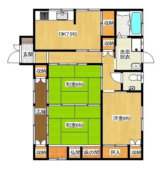 都城市菓子野町の中古一戸建の間取り