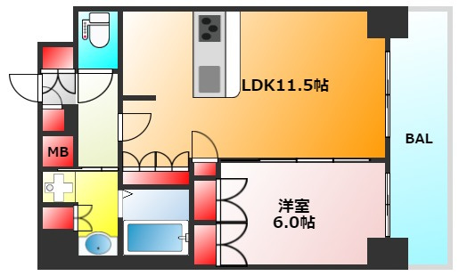 大阪市西区西本町１丁目の賃貸マンションの間取り|現状有姿