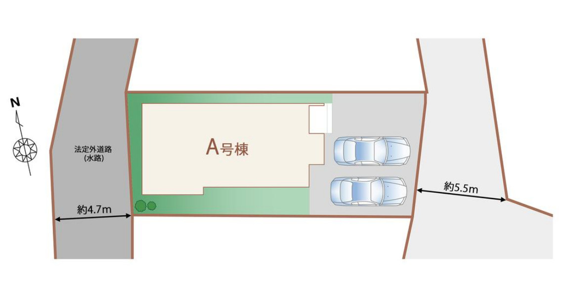 新築／朝霞市膝折町2丁目の区画図|駐車スペースあり（車種による）