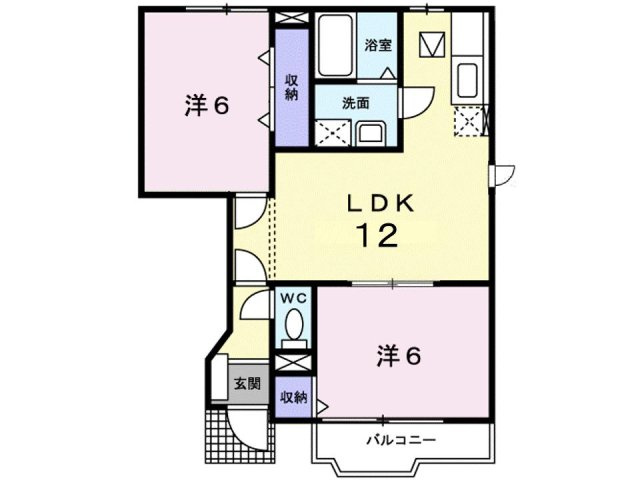 ニューハニーハイツ　Ｄの間取り|2LDKです