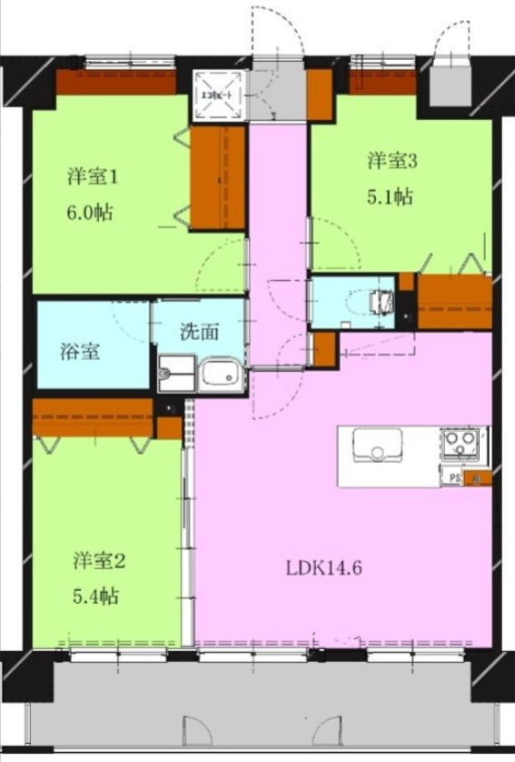 ニューガイア空港通りの間取り|使いやすい間取りです。
