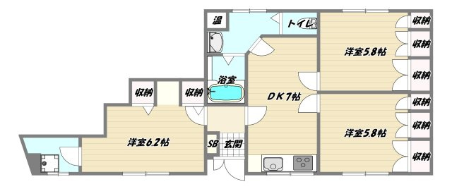 大阪市淀川区西中島２丁目の賃貸マンションの間取り