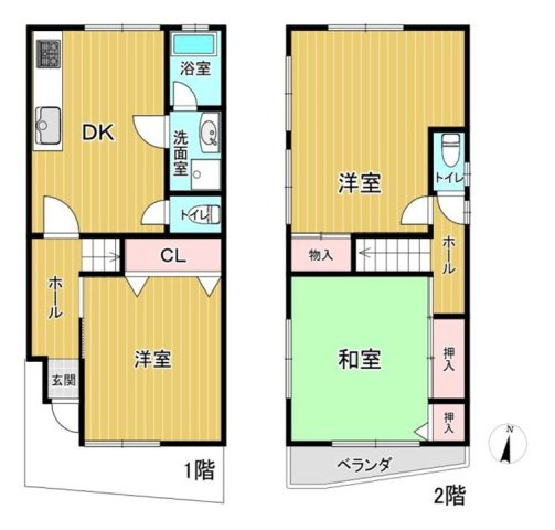 翠ヶ丘町の間取り|水回りをDK横に集約した、家事効率の良い間取り
