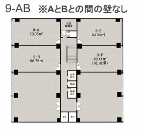 大阪市中央区谷町９丁目の事務所の間取り