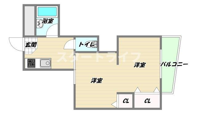 大阪市淀川区西中島１丁目の賃貸マンションの間取り