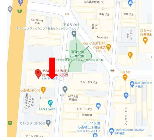 大阪市中央区西心斎橋２丁目の店舗一部の地図