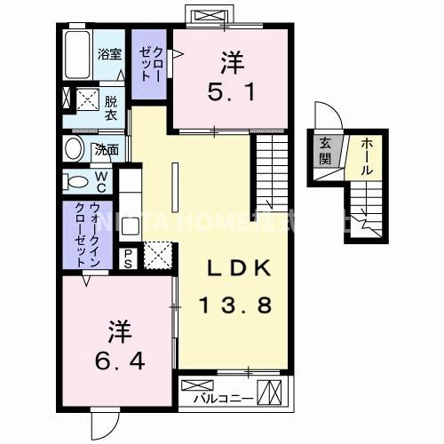 レジーナ 倉梯の間取り|東舞鶴駅から徒歩圏内◎オートロック完備！エアコン２台付きの２ＬＤＫ☆