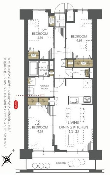 ハウステンボスヒルズ1の間取り|各部屋に十分な収納を備えた3LDKの間取りです。