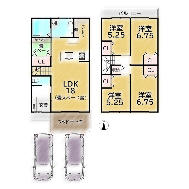 上京区硯屋町 新築戸建の間取り