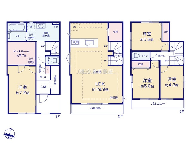 《仲介手数料無料》中央区鈴谷４丁目3-25新築一戸建てケイアイグレイスの間取り