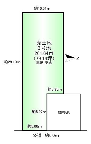葛城市葛木 ３号地の土地図|土地面積：261.64㎡