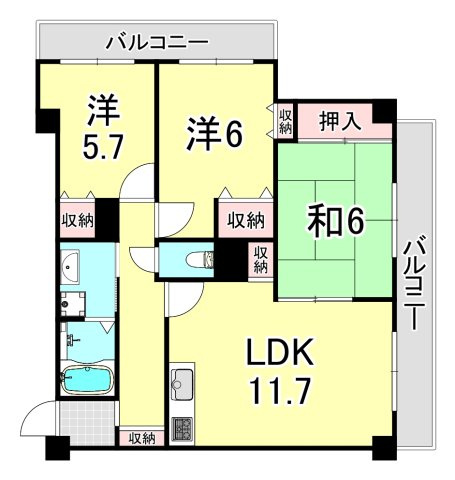 サンライズナイガイ塚口の間取り