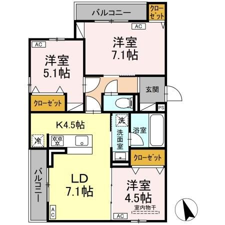 D-ROOM 分梅の間取り