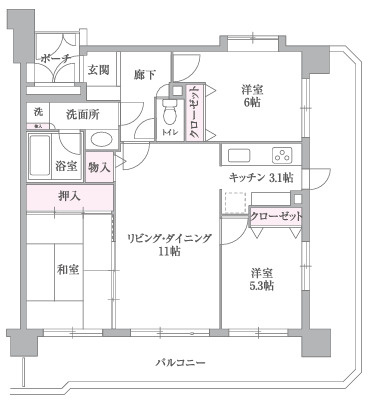 ライオンズヴィアーレ竹の塚の間取り