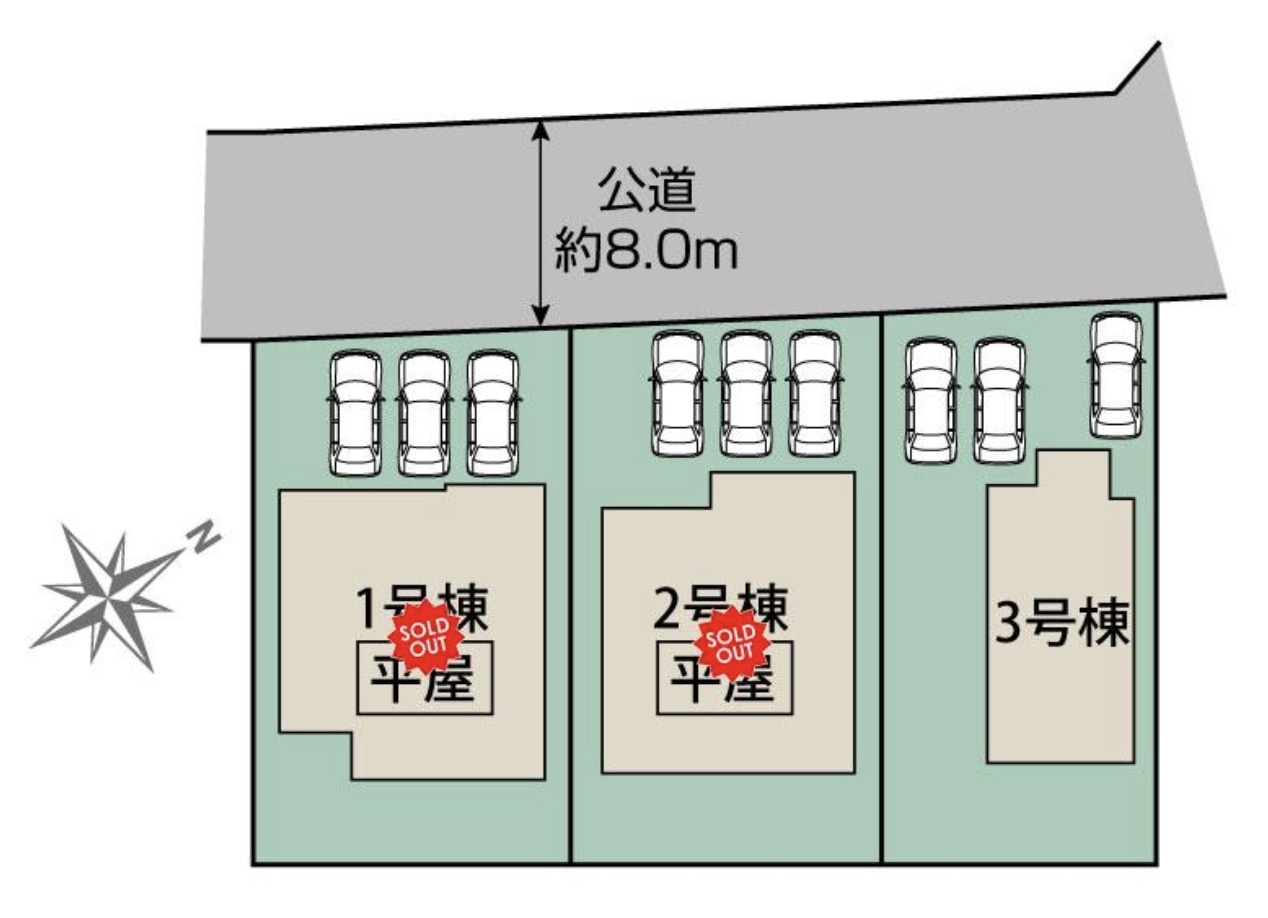 [新築住宅] 熊谷市拾六間 2期 全3棟の区画図