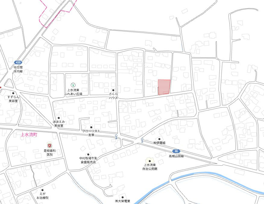 都城市上水流町の売地の土地図