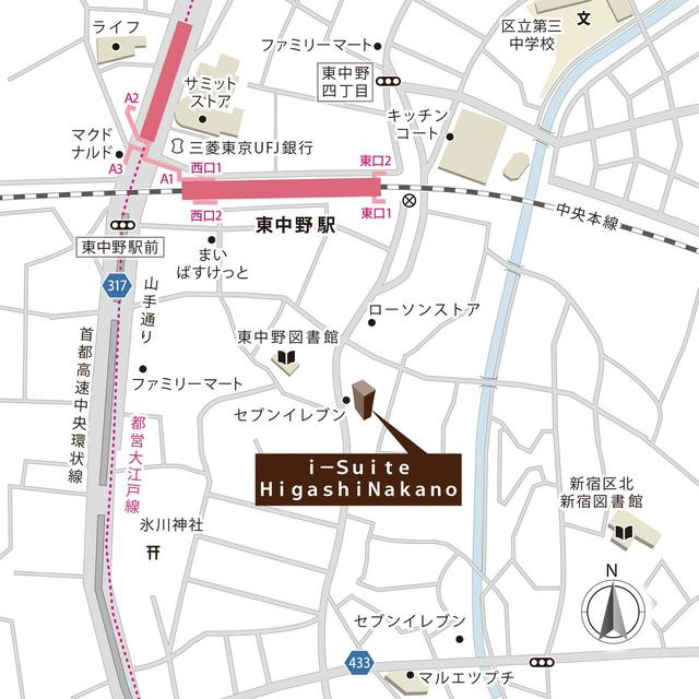 ｉ－Ｓｕｉｔｅ　ＨｉｇａｓｈｉＮａｋａｎｏの地図