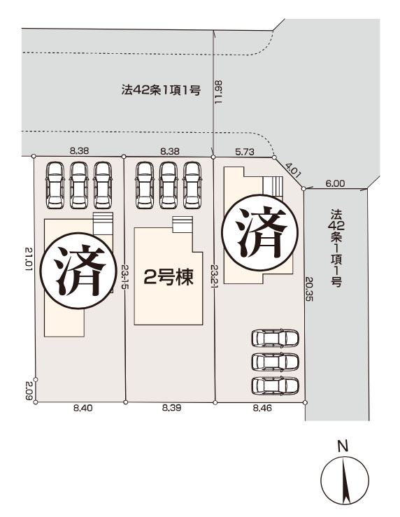 東松山市五領町 2号棟の区画図