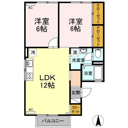 コーポラス西古松D棟　D棟の間取り